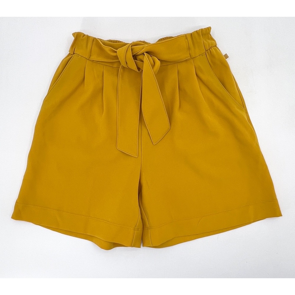 Lululemon Shorts Womens 4 Noir Mustard Yellow Pull On Tie Front Pockets Mid rise